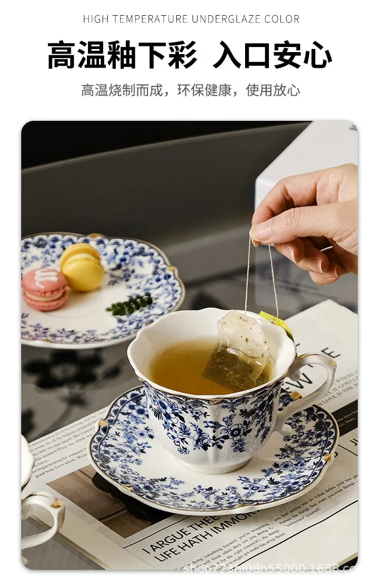 Tasse à Café en Porcelaine Bleu et Blanc Style Anglais