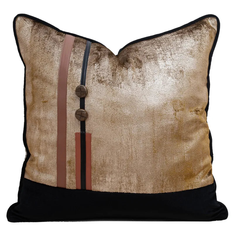 Housse de Coussin Lombaire Effet Python avec Pompon Art Déco
