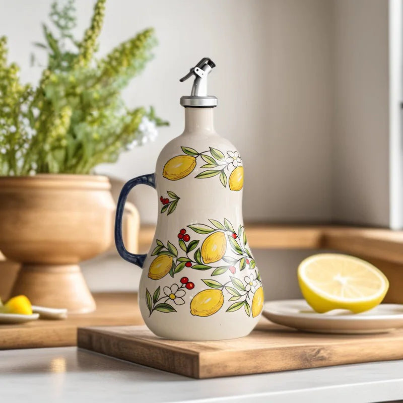 Distributeur d'Huile d'Olive en Céramique Gaufrée