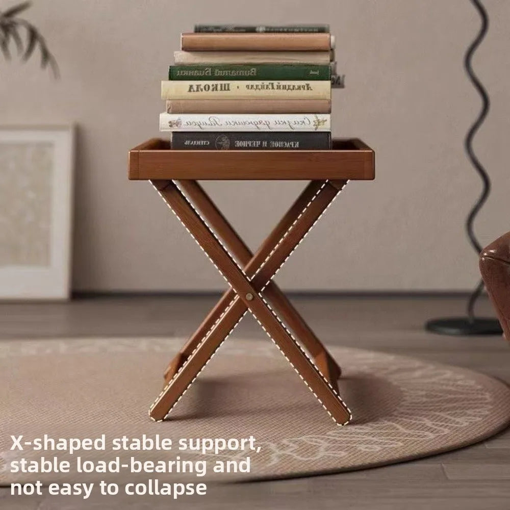 Table Basse Pliable en Bambou - Style Rétro