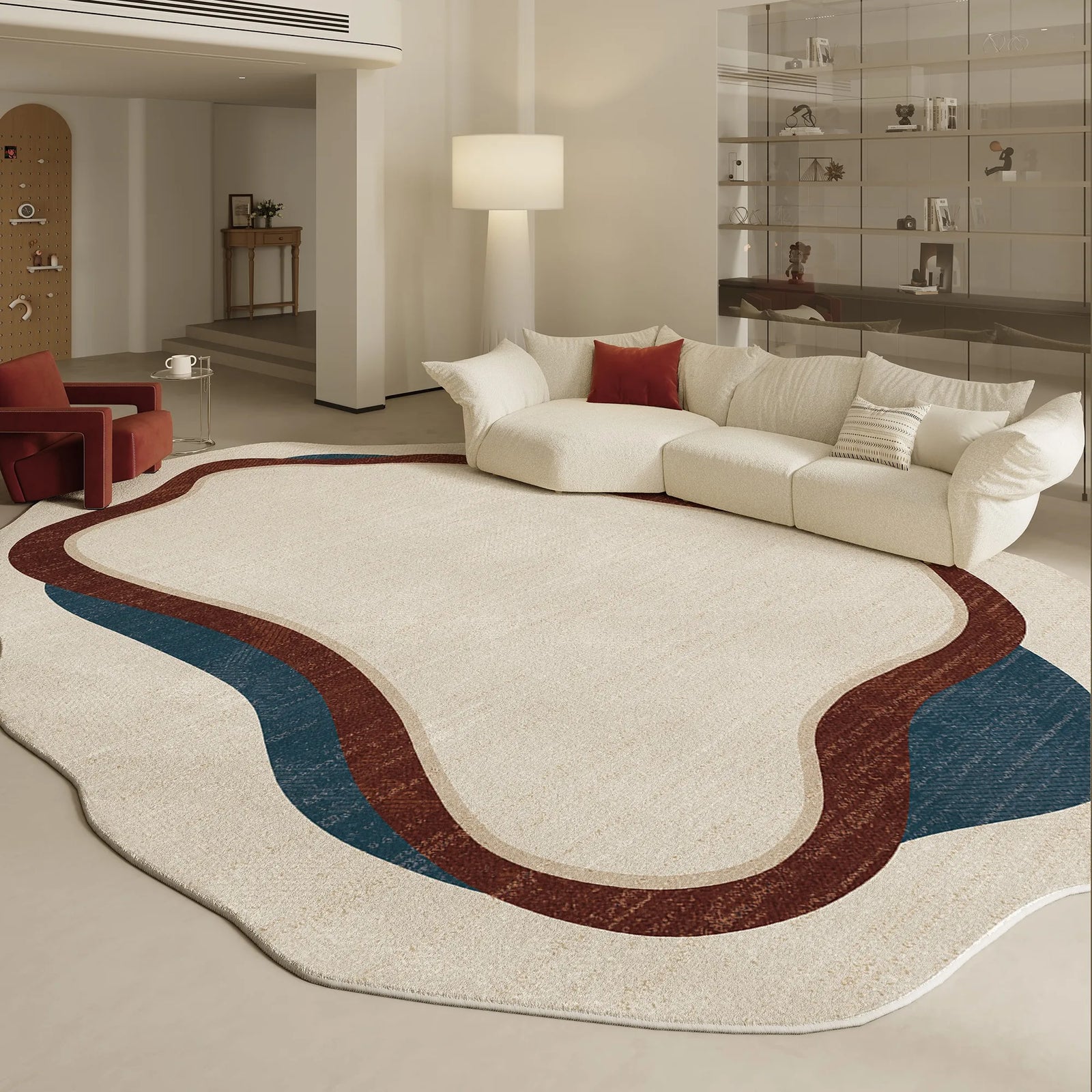 Tapis Forme Irrégulière Moderne Peluche Épaisse Chambre