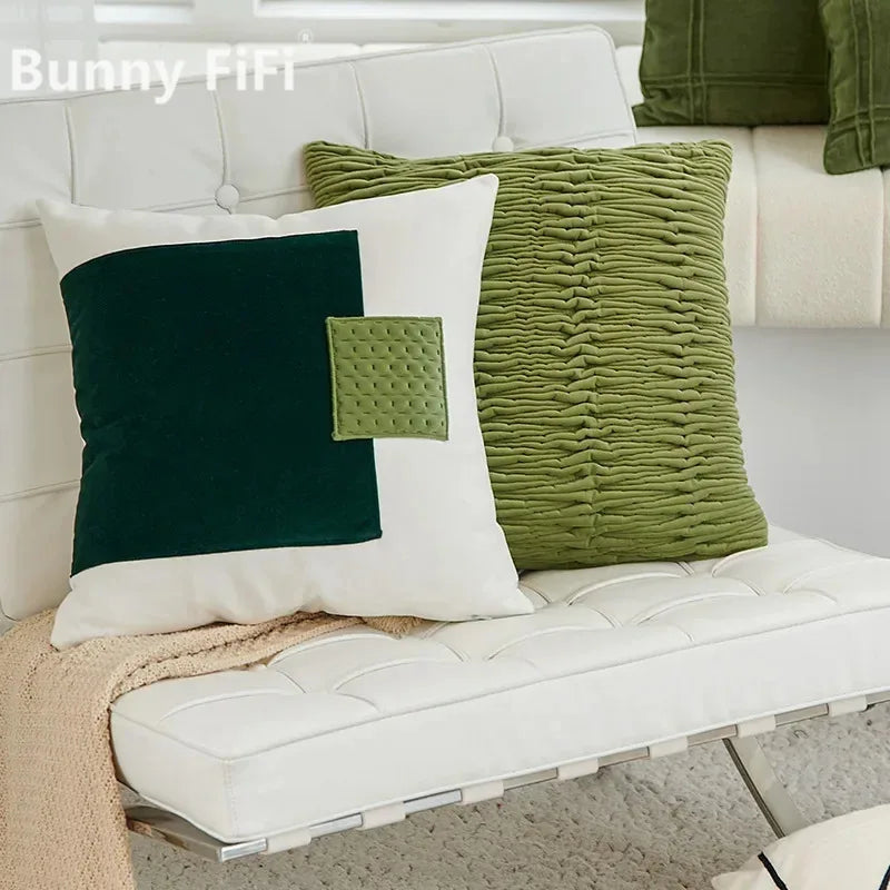 Housse de Coussin Ronde Vert Sauge - Style Minimaliste