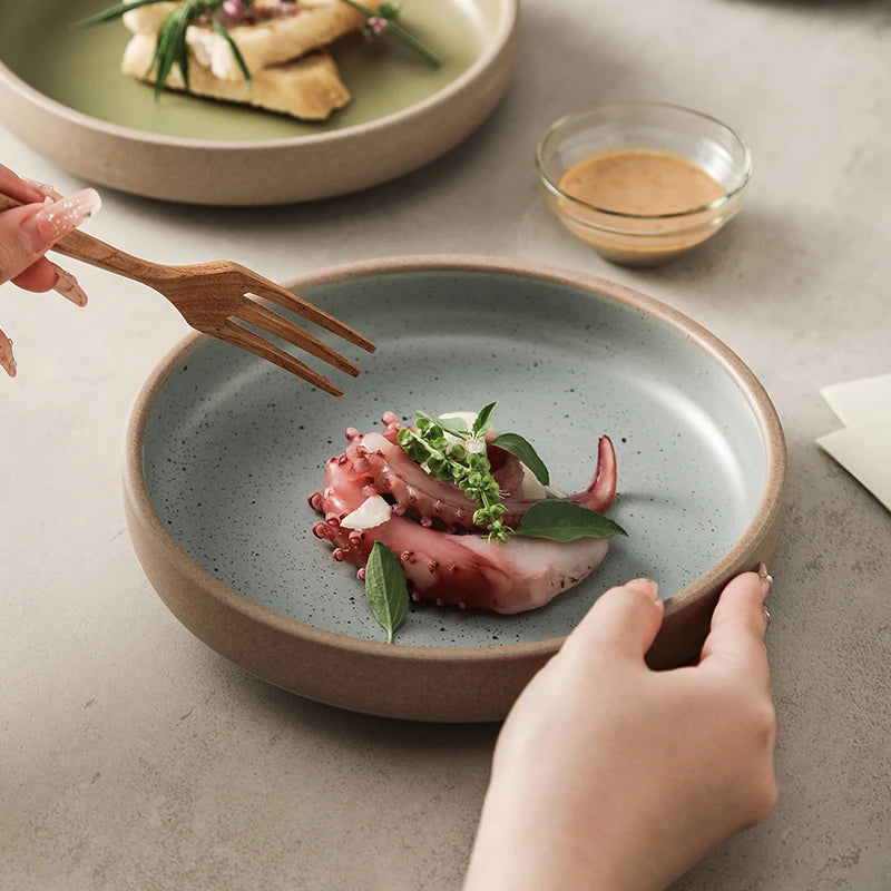 Japanese Deep Plate – Rustic Ceramic Dish
