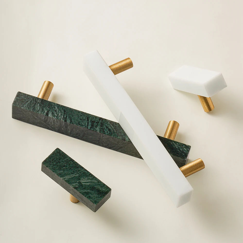 Marble & Brass Handle – Crystal Stone Knob