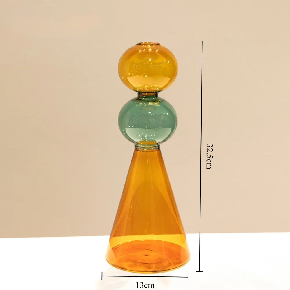 Vase en Verre Coloré Double Paroi - Culture Hydroponique