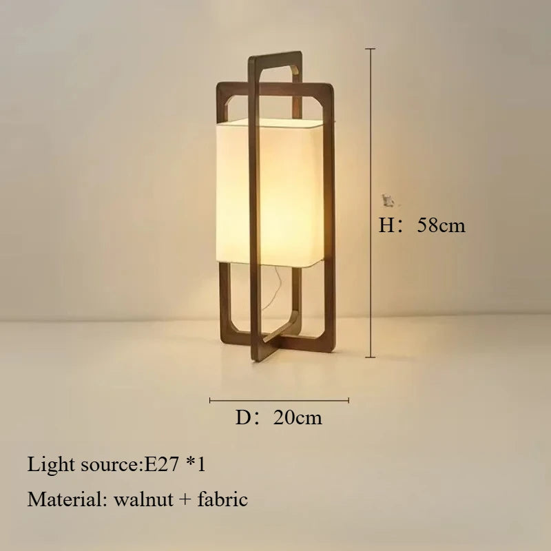 Lampadaire en Bois Massif - Style Japonais Wabi-Sabi