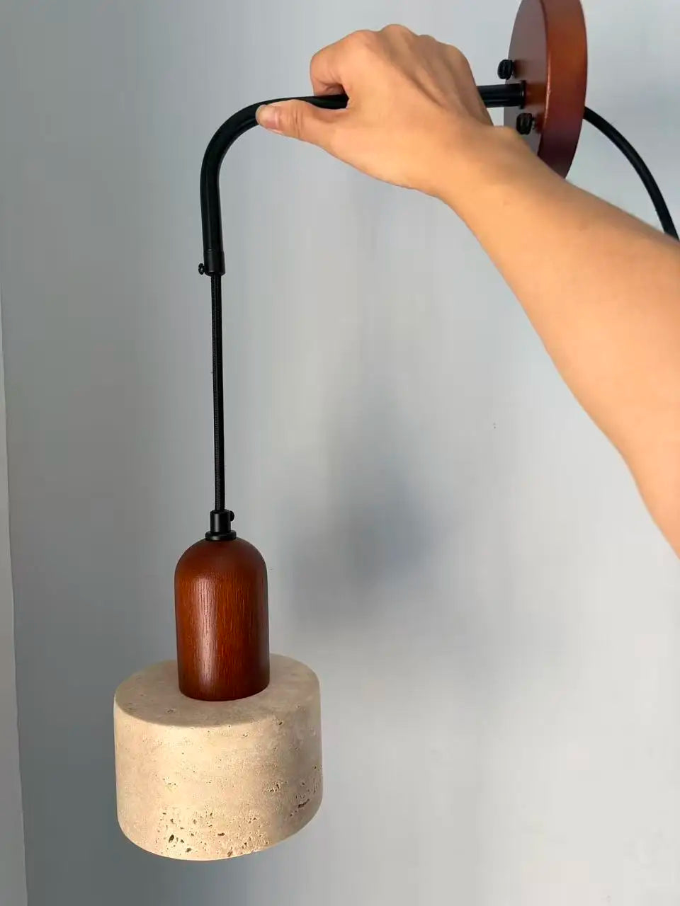 Applique Murale en Travertin Style Wabi-Sabi