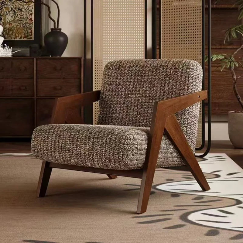 Fauteuil en Bois Rembourré - Assise Confortable