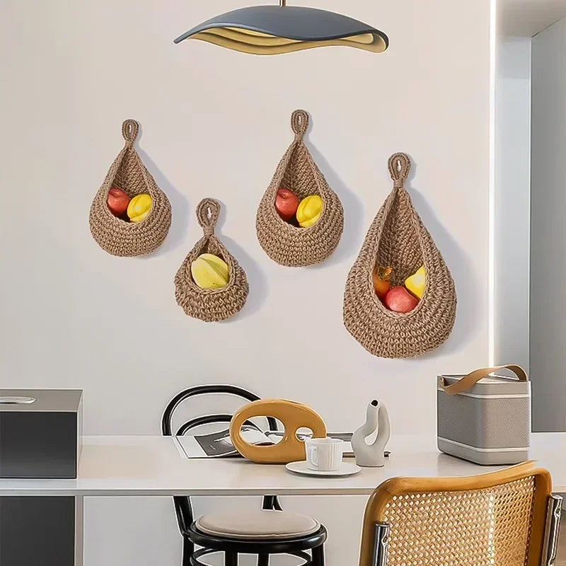 Panier Mural Suspendu Tressé pour Fruits et Légumes