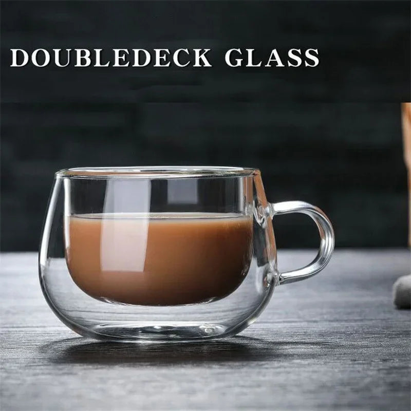 Tasse en Verre Borosilicate Double Paroi Résistante à la Chaleur