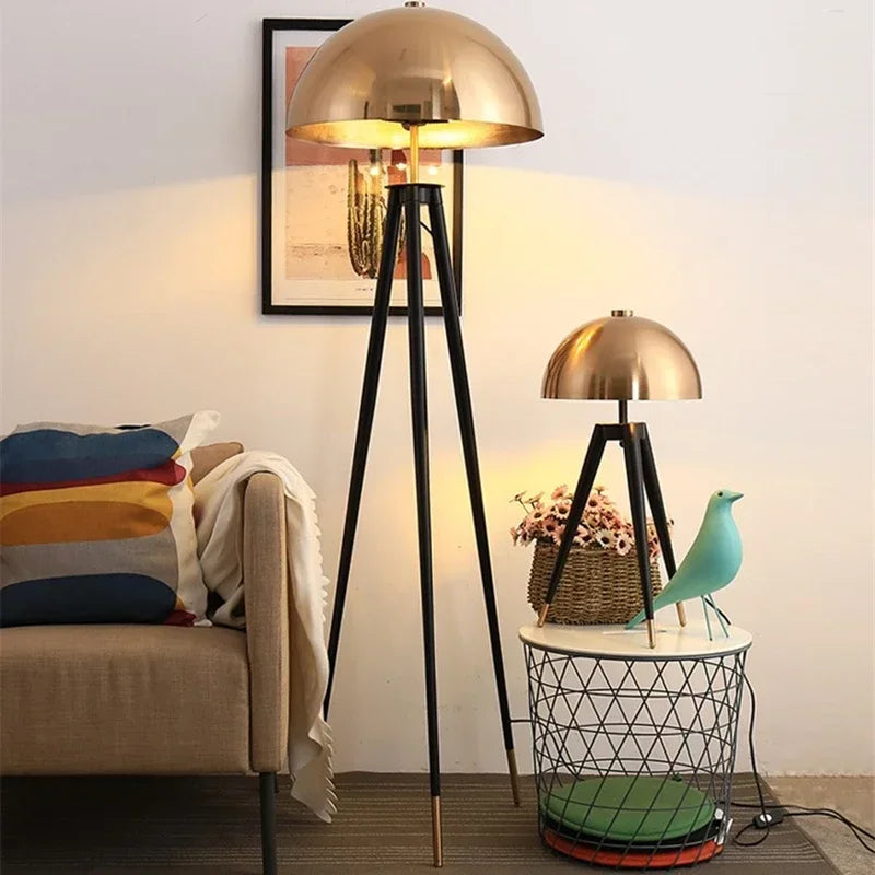 Lampadaire Trépied Vintage - Design Champignon Rétro