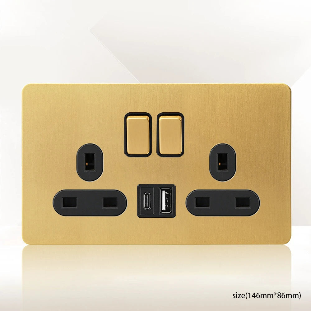 Interrupteur Mural Doré Style Vintage avec Prise USB-C