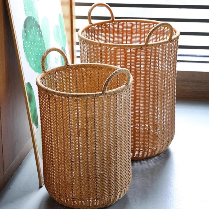 Panier de Rangement Rond Tressé - Style Rotin