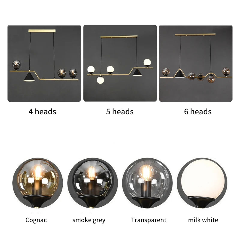 Lustre Suspension Boules de Verre Style Nordique