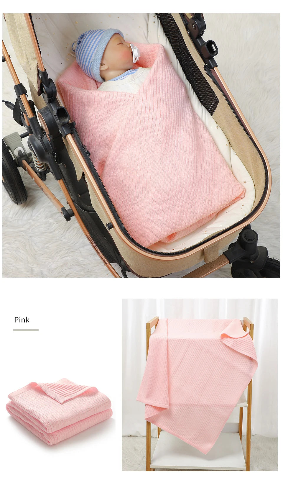Couverture Bébé Alvéolée Ultra-Douce pour Poussette