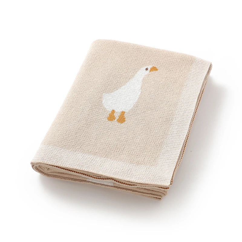 Couverture Bébé Coton Motif Oie Tricotée