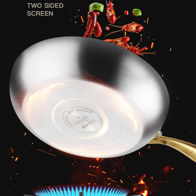 Poêle Wok Antiadhésive en Acier Inoxydable 316