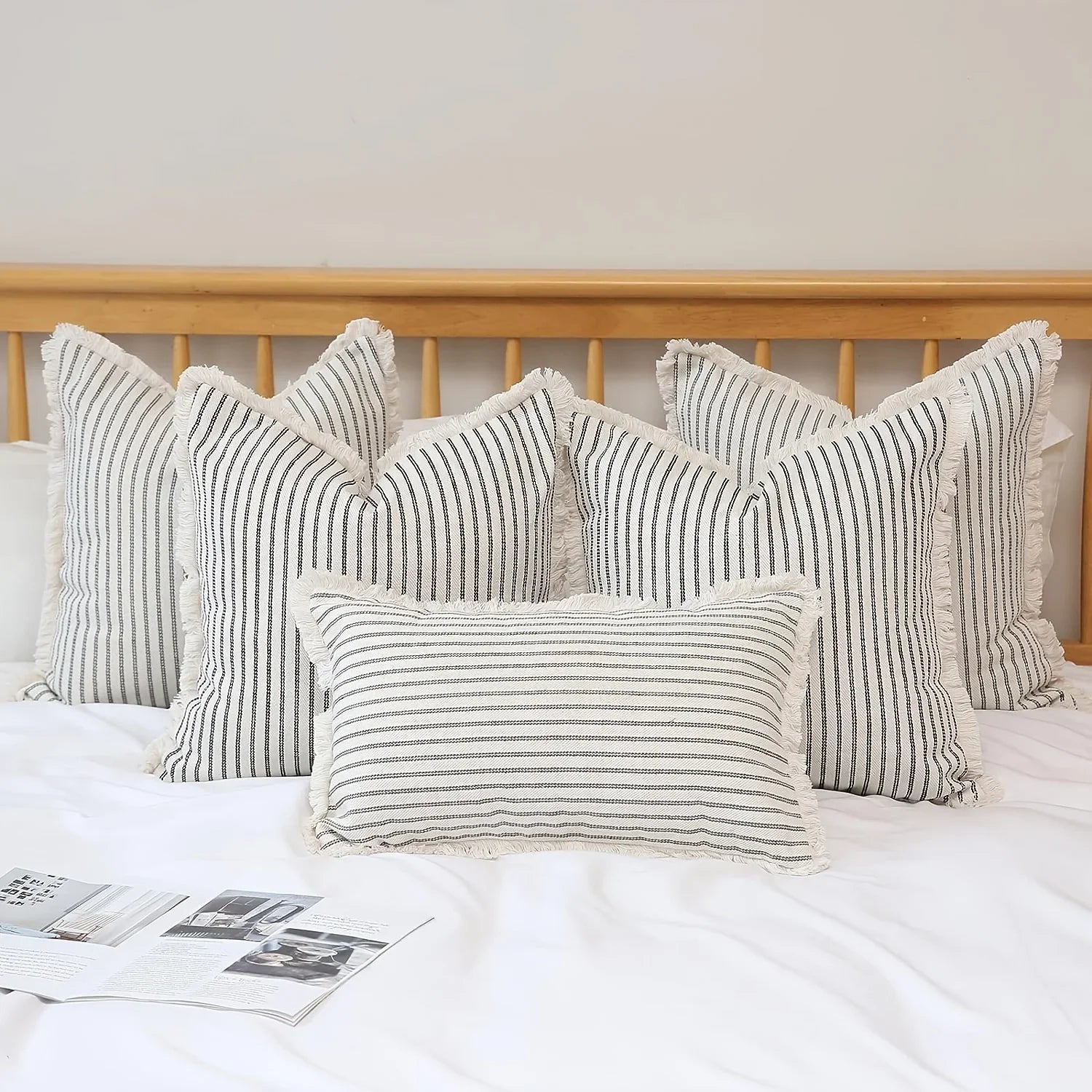 Housse de Coussin Rayée Confortable Style Décontracté