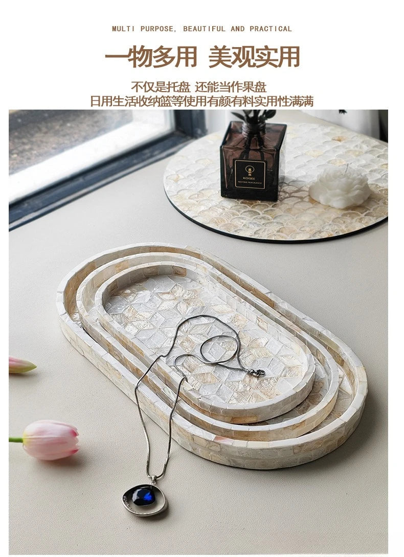 Plateau Coquillage Naturel Ovale Style Nordique Luxueux