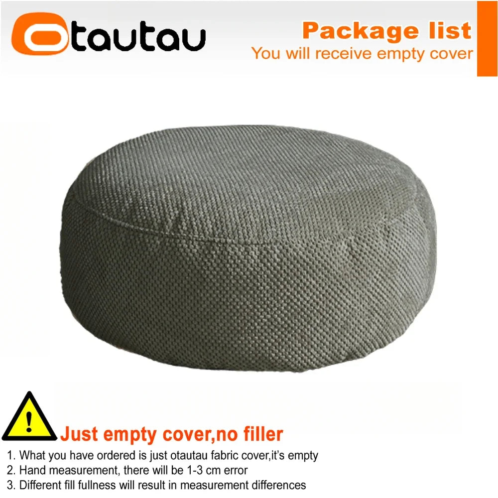 OTAUTAU Soft Corduroy Pouf Bean Bag Cover Ottoman Footstool Stool JD036【No Filler Inside! You Need To Buy Filler By Yourself !】