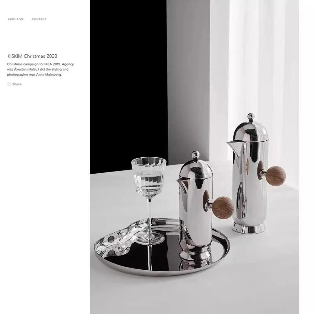 Sculptural Stainless Steel Coffee Pot – European Style Kettle