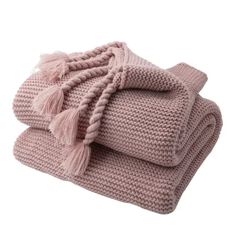 Jeté en Tricot Nordique Motif Géométrique - Épais