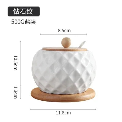 Salière et Sucrier en Céramique Blanche avec Cuillère