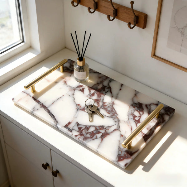 Plateau de Salle de Bain en Marbre Calacatta Viola