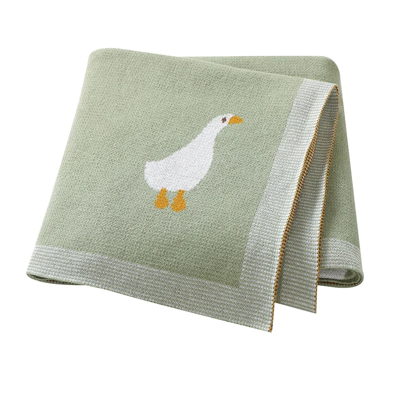Couverture Bébé Coton Motif Oie Tricotée