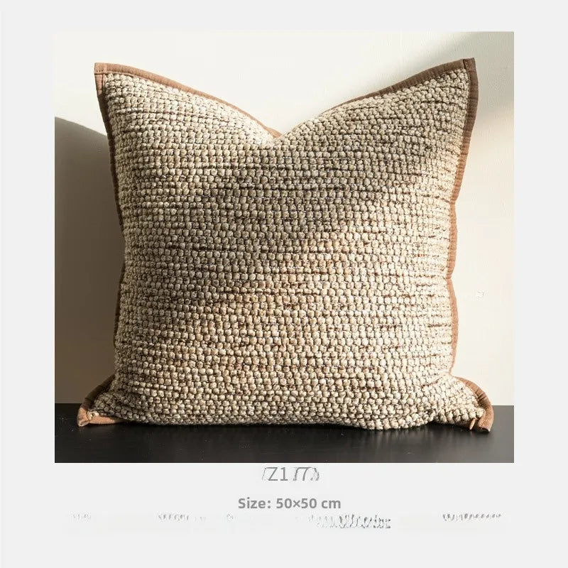 Housse de Coussin Corde de Chanvre Large Bordure Tressée