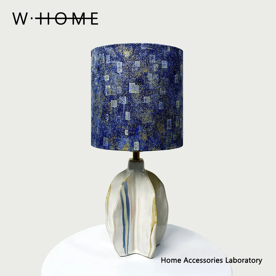 Lampe de Table en Céramique et Tissu - Ambiance Vintage