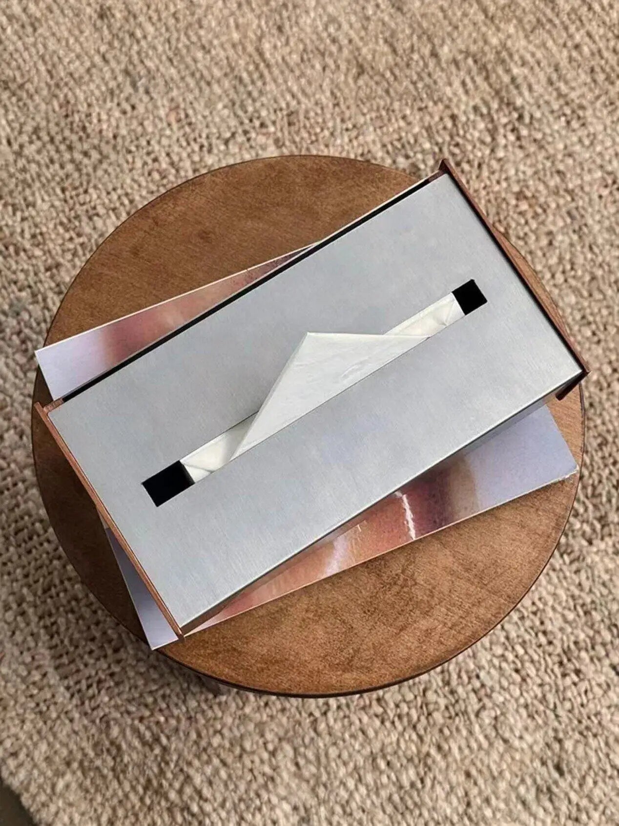 Boîte à Mouchoirs Acier Inoxydable Luxe Table Basse