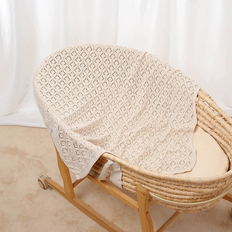 Couverture Bébé Tricotée en Coton 90x70cm