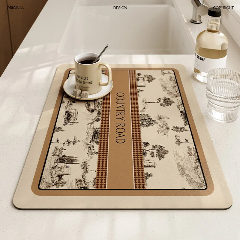 Tapis Égouttoir de Cuisine Absorbant - Antidérapant
