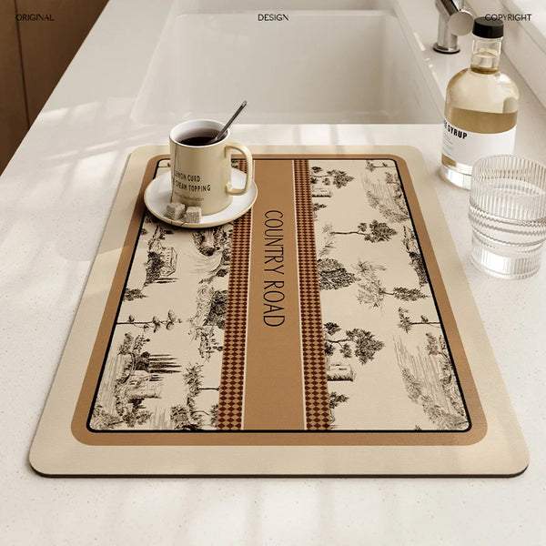 Tapis Égouttoir de Cuisine Absorbant - Antidérapant