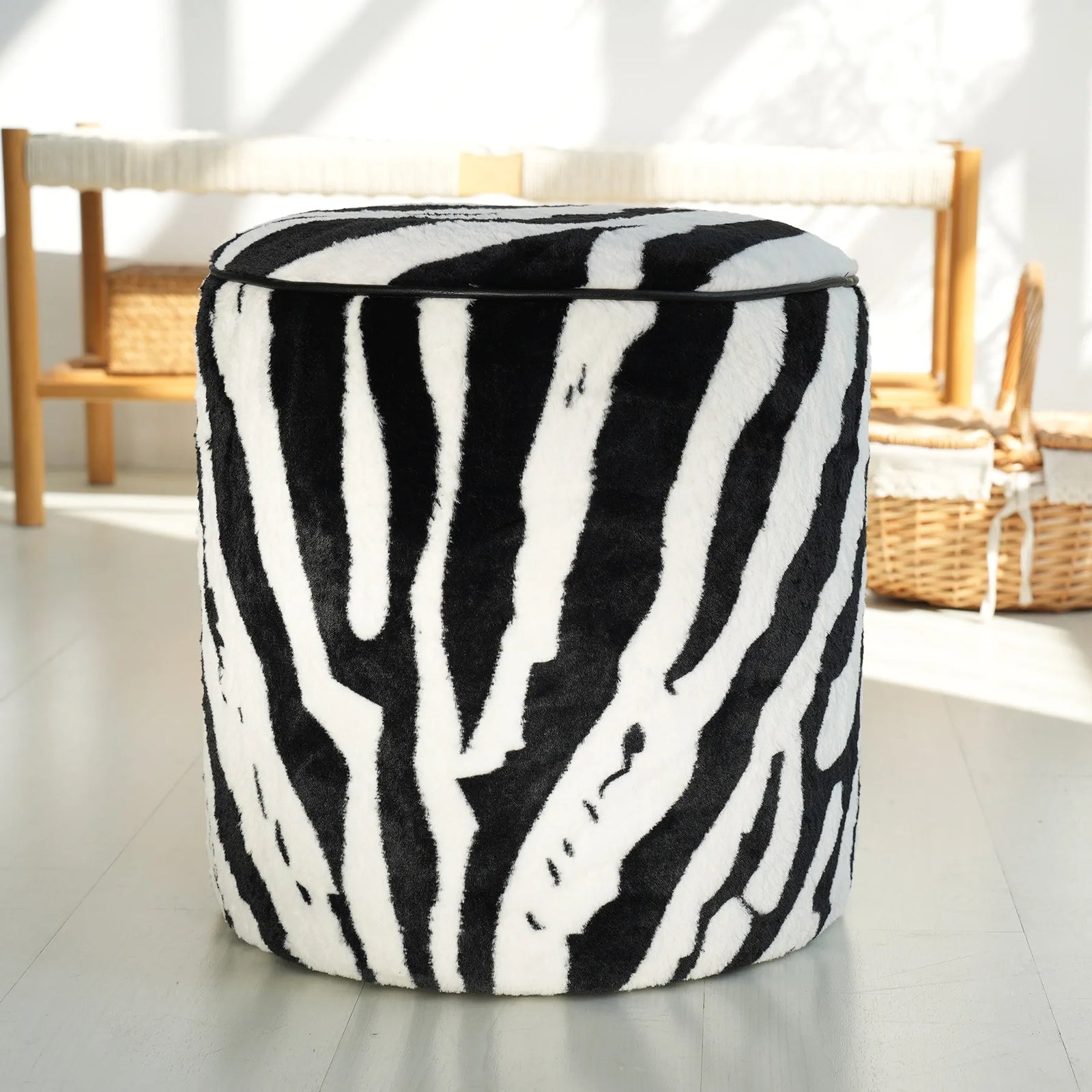 Pouf Repose-Pieds en Bois - Design Moderne Minimaliste