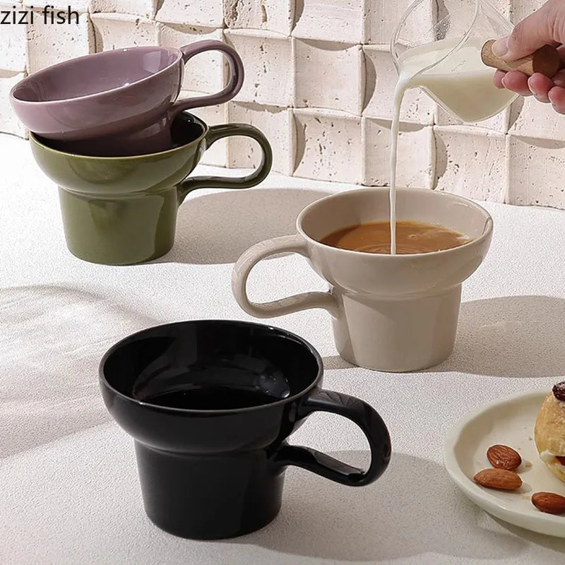 Tasse en Céramique Anse Créative Forme Irrégulière