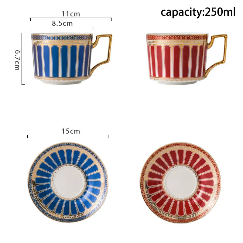 Tasse à Café Céramique Florale Anse Dorée