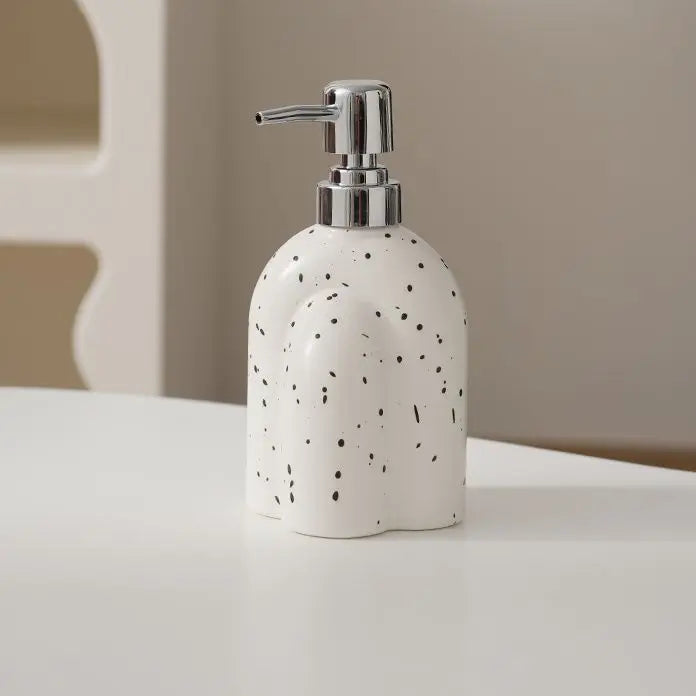 Distributeur de Savon Céramique Motif Encre Rayé