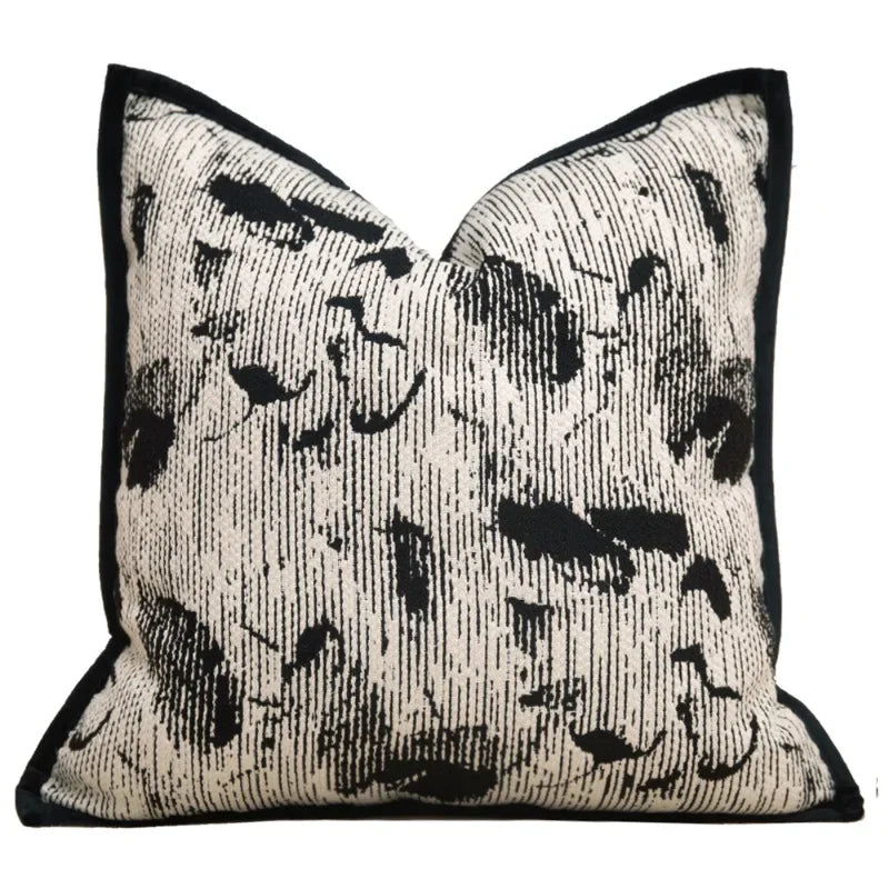 Housse de Coussin Encre de Chine Style Rouge et Gris