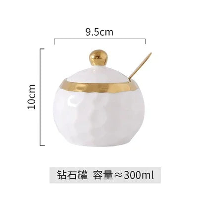 Salière et Sucrier en Céramique Blanche avec Cuillère