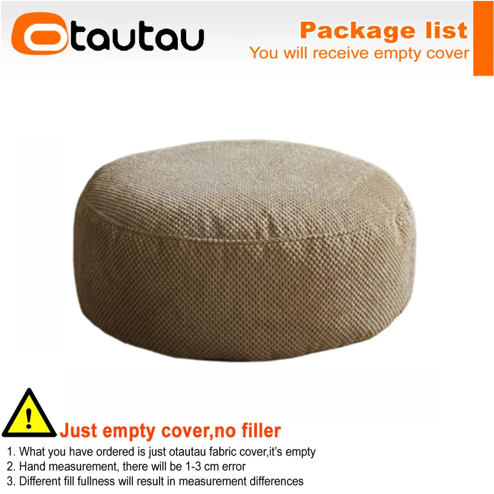OTAUTAU Soft Corduroy Pouf Bean Bag Cover Ottoman Footstool Stool JD036【No Filler Inside! You Need To Buy Filler By Yourself !】