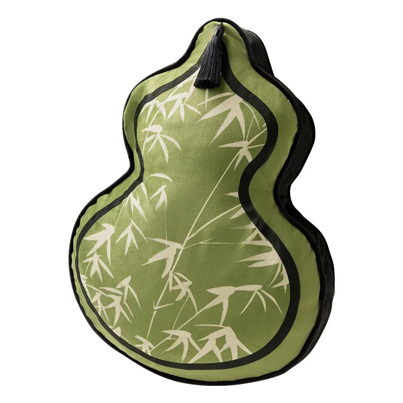 Coussin Décoratif Forme Gourde - Motif Floral et Oiseaux