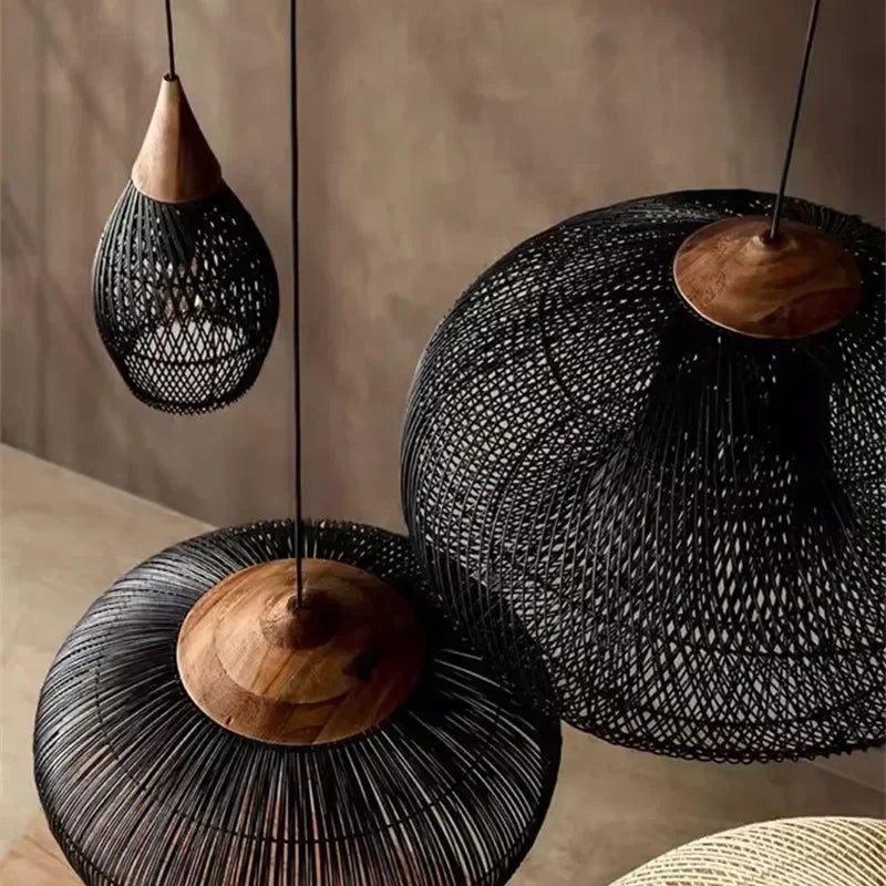 Suspension Rotin Fait Main Style Japonais