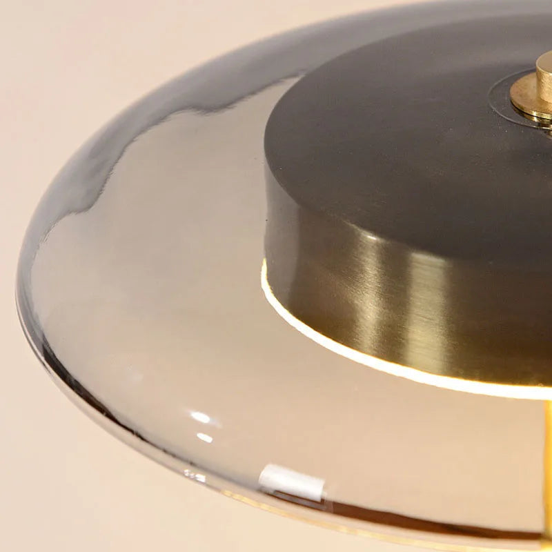 Lampe de Table Nordique Cuivre Verre et Bois LED