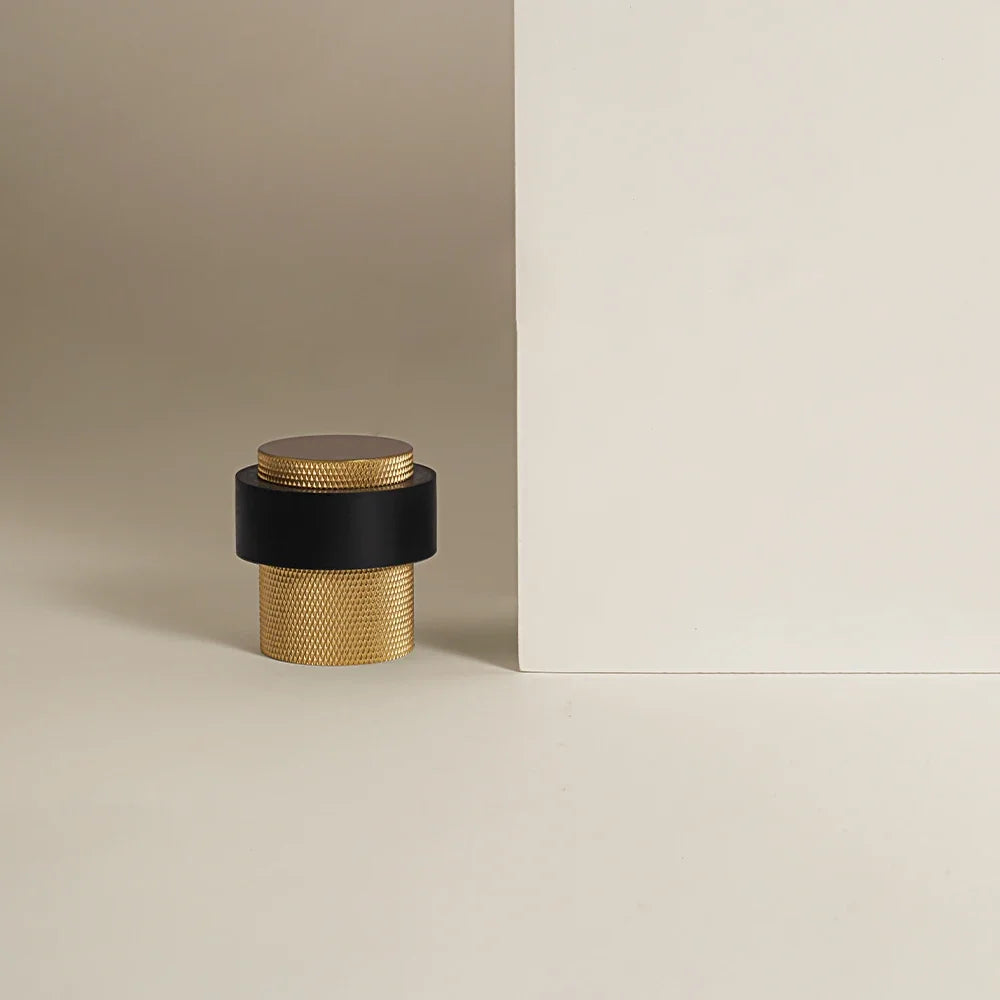 Brass Door Stopper – Knurled Floor-Mount Hardware