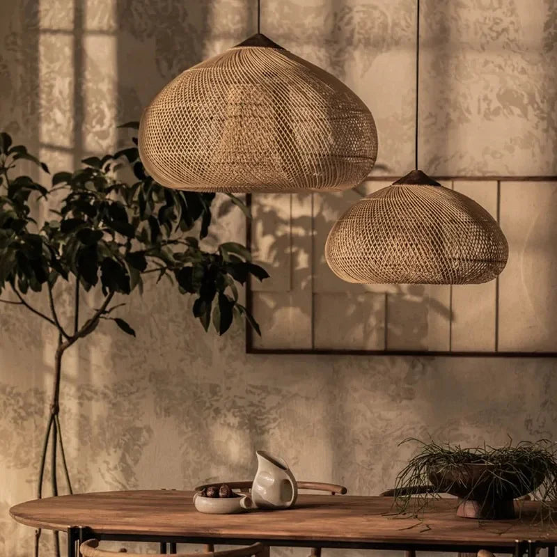 Suspension Rotin Fait Main Style Japonais