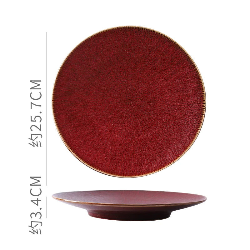 Assiette en Céramique Effet Rayures Style Vintage