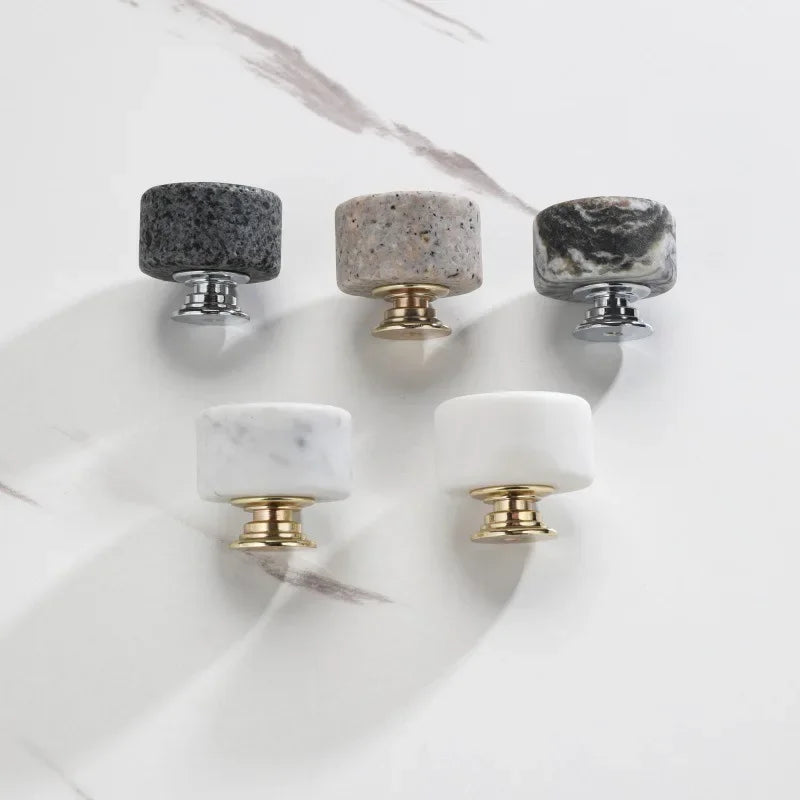 Poignée de Meuble Cylindrique Marbre Artificiel Luxe Léger