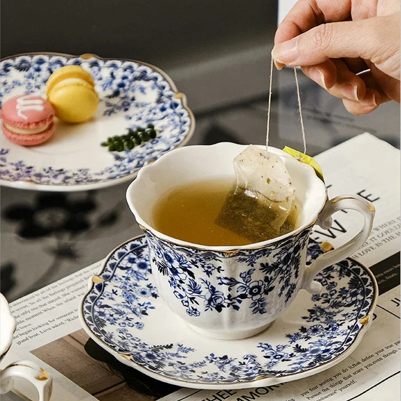 Tasse à Café en Porcelaine Bleu et Blanc Style Anglais